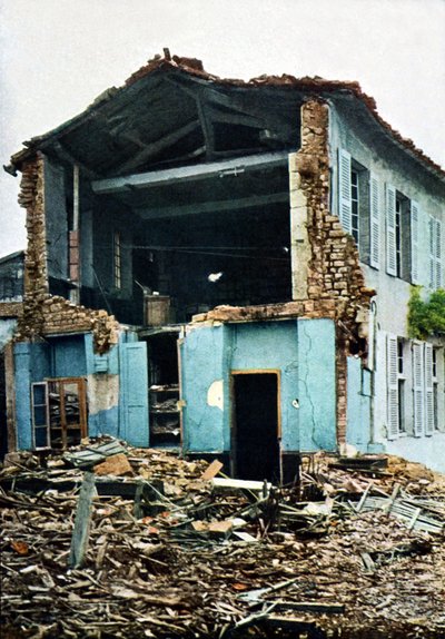 A Heavily Damaged House, Verdun, 1916 by Jules Gervais Courtellemont